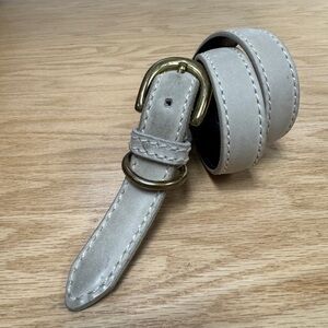 Lejon Leather Belt Taupe Brass Buckle Made USA Size S 23–26